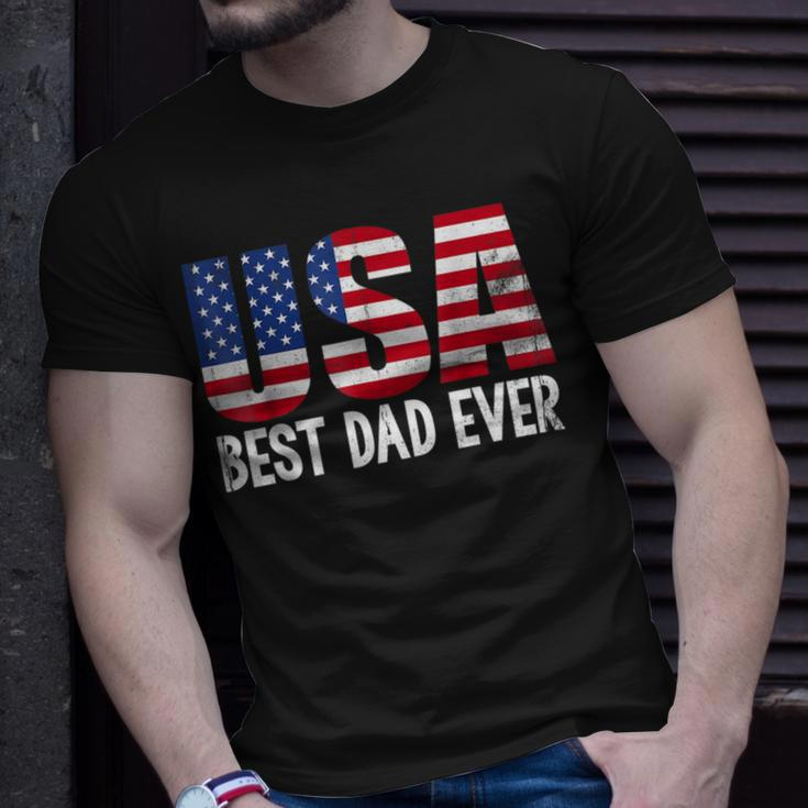 Best Dad Ever With Us American Flag Awesome Dads Family Unisex T-Shirt Gifts for Him