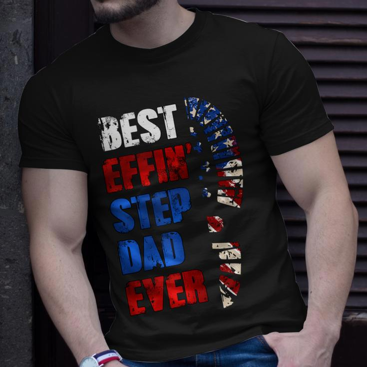 Best Effin’ Step Dad 4Th Of July Ever Shoes Trace Flag Unisex T-Shirt Gifts for Him