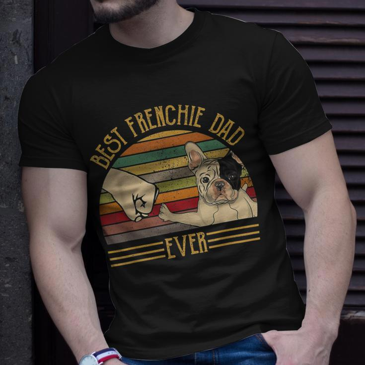 Best Frenchie Dad Ever Retro Vintage Sunset Unisex T-Shirt Gifts for Him