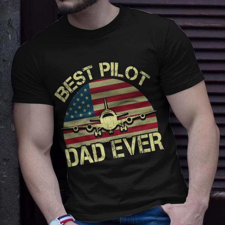 Best Pilot Dad Ever Fathers Day American Flag 4Th Of July Unisex T-Shirt Gifts for Him