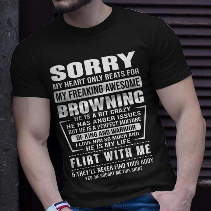 Browning Name Sorry My Heart Only Beats For Browning T-Shirt Gifts for Him