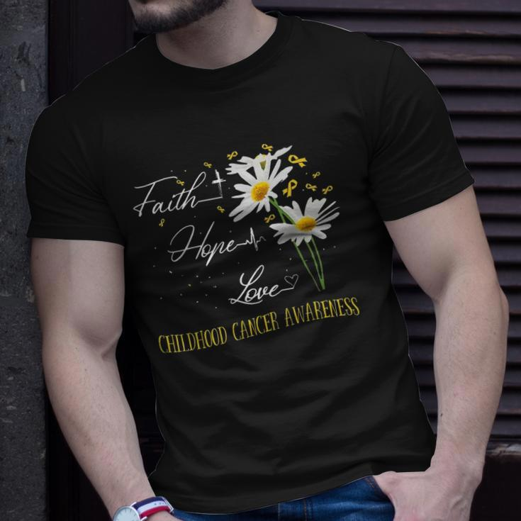 Childhood Cancer Awareness Faith Hope Love Awareness T-shirt Gifts for Him