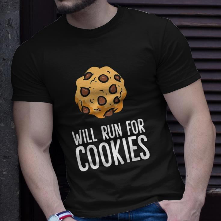 Chocolate Chip Cookie Lover Will Run For Cookies Unisex T-Shirt Gifts for Him