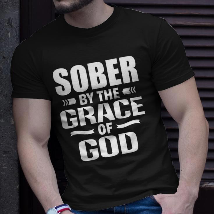 Christian Jesus Religious Saying Sober By The Grace Of God Unisex T-Shirt Gifts for Him
