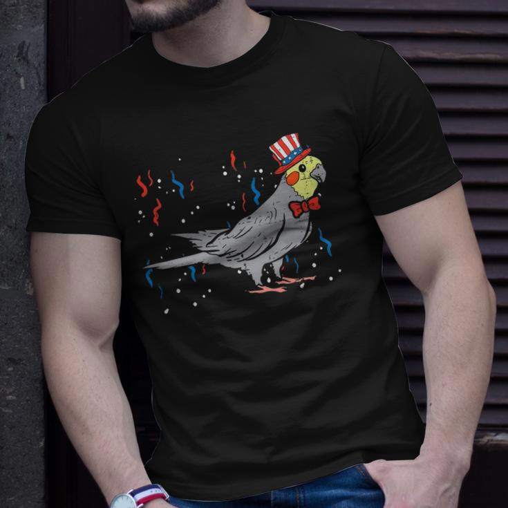 Cockatiel Bird American Flag Usa 4Th Of July Fourth Animal Unisex T-Shirt Gifts for Him