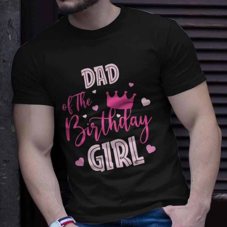 Dad Of The Birthday Girl Cute Pink Matching Family Unisex T-Shirt Gifts for Him