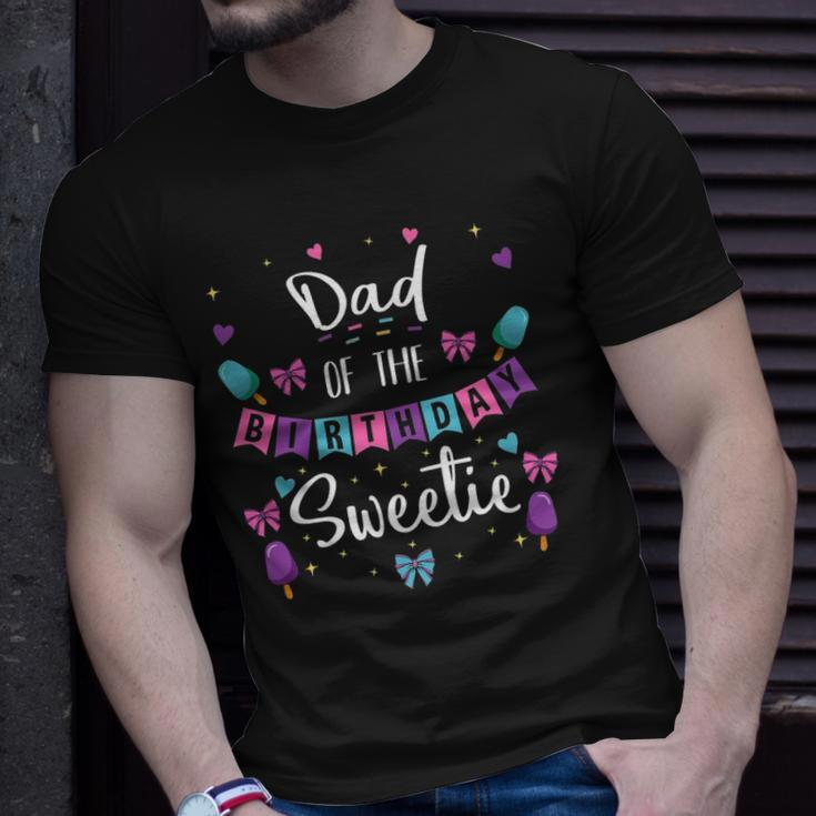 Dad Of The Birthday Sweetie Ice Cream Bday Party Father Dad Unisex T-Shirt Gifts for Him