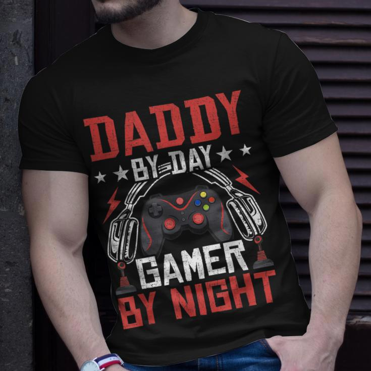 Daddy By Day Gamer By Night Video Gamer Gaming Unisex T-Shirt Gifts for Him