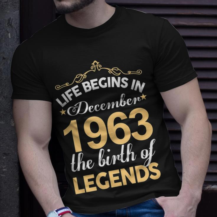 December 1963 Birthday Life Begins In December 1963 V2 T-Shirt Gifts for Him