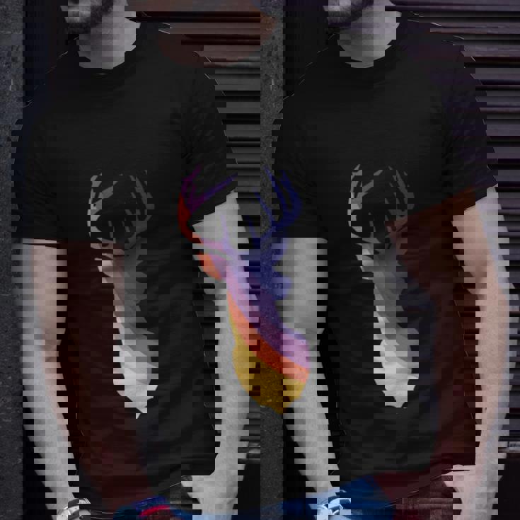 Deer Groovy Stripes Deer Head Unisex T-Shirt Gifts for Him