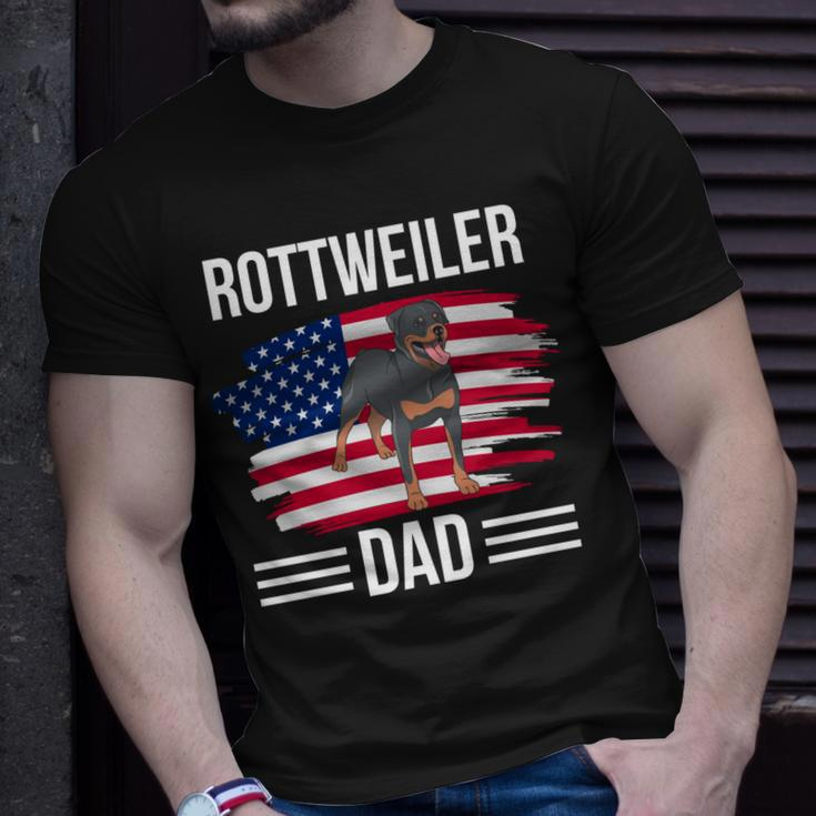 Dog Owner Us Flag 4Th Of July Fathers Day Rottweiler Dad Unisex T-Shirt Gifts for Him