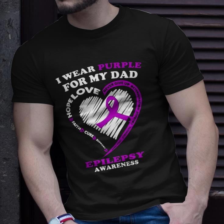 Epilepsy Awareness I Wear Purple For My Dad Unisex T-Shirt Gifts for Him