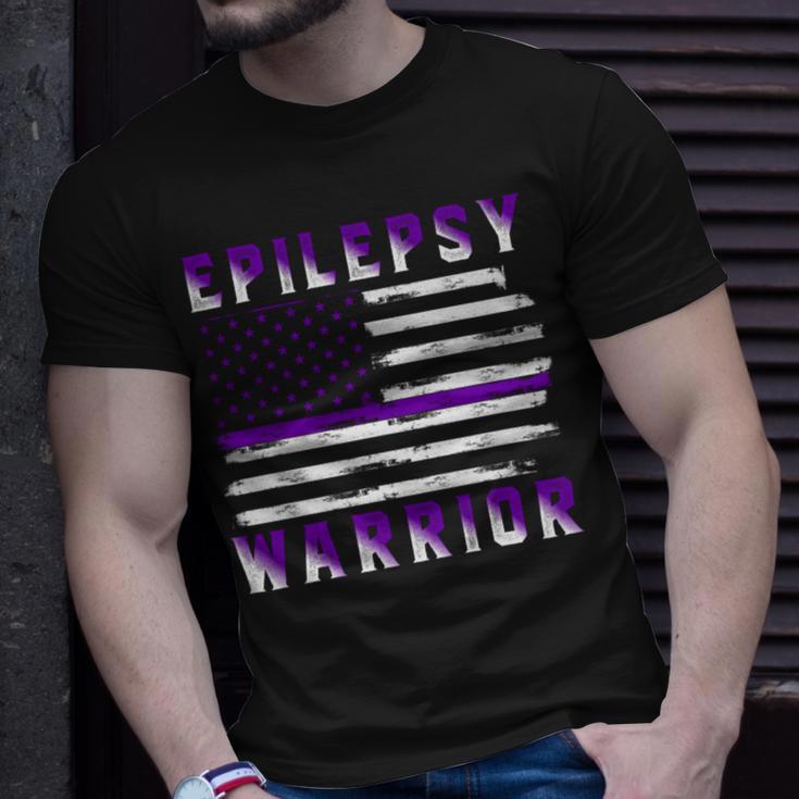 Epilepsy Warrior Usa Flag United States Flag Epilepsy Epilepsy Awareness Unisex T-Shirt Gifts for Him