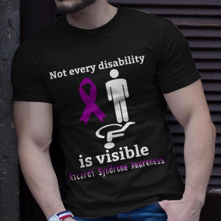 Every Disability Is Visible Aicardi Syndrome Awareness Purple Ribbon Aicardi Syndrome Support Aicardi Syndrome Awareness Unisex T-Shirt Gifts for Him