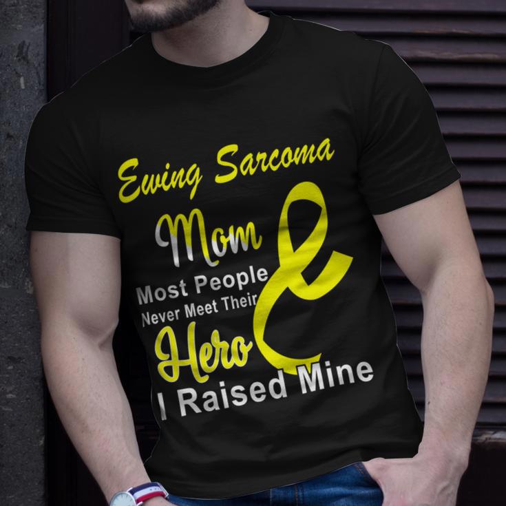 Ewings Sarcoma Mom Most People Never Meet Their Hero I Raised Mine Yellow Ribbon Ewings Sarcoma Ewings Sarcoma Awareness Unisex T-Shirt Gifts for Him