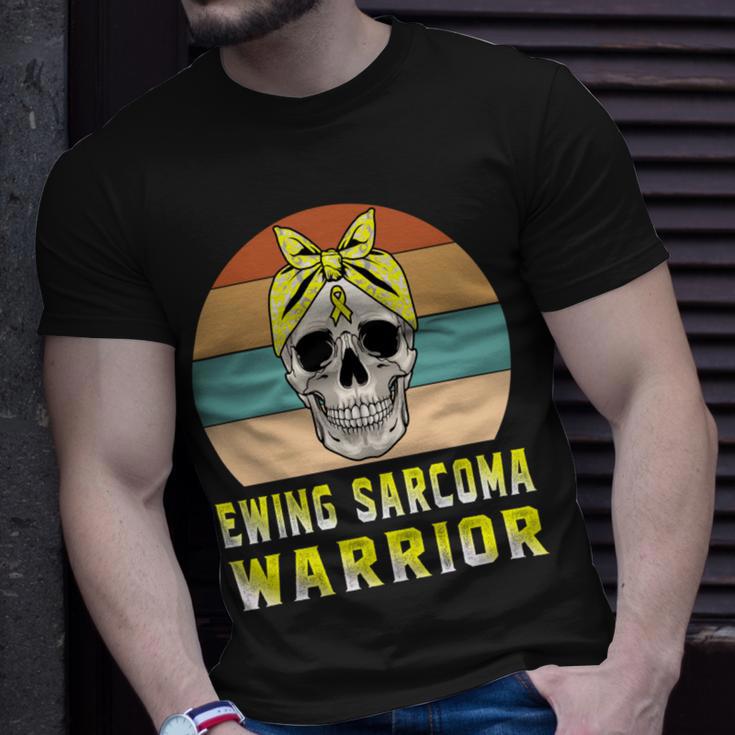 Ewings Sarcoma Warrior Skull Women Vintage Yellow Ribbon Ewings Sarcoma Ewings Sarcoma Awareness Unisex T-Shirt Gifts for Him