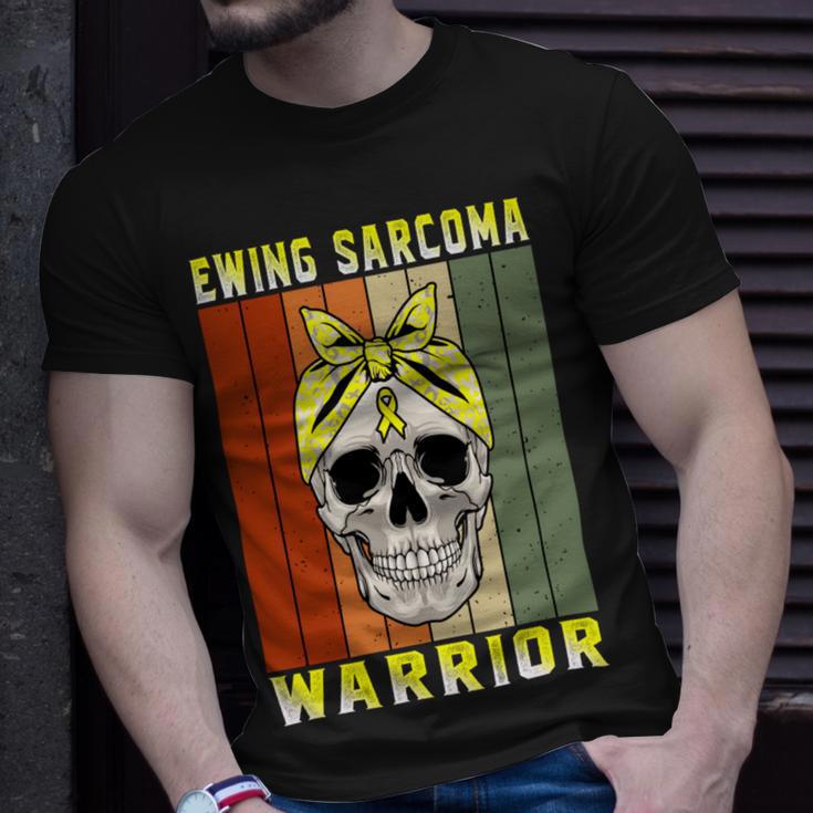 Ewings Sarcoma Warrior Skull Women Vintage Yellow Ribbon Ewings Sarcoma Ewings Sarcoma Awareness Unisex T-Shirt Gifts for Him