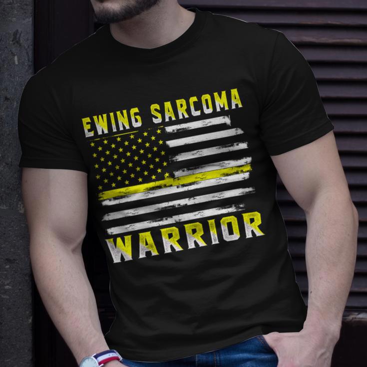 Ewings Sarcoma Warrior Usa Flag United States Flag Yellow Ribbon Ewings Sarcoma Ewings Sarcoma Awareness Unisex T-Shirt Gifts for Him