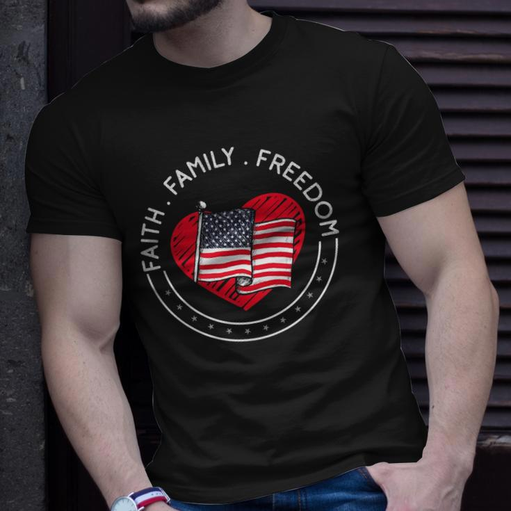 Faith Family Freedom American Patriotism Christian Faith Unisex T-Shirt Gifts for Him