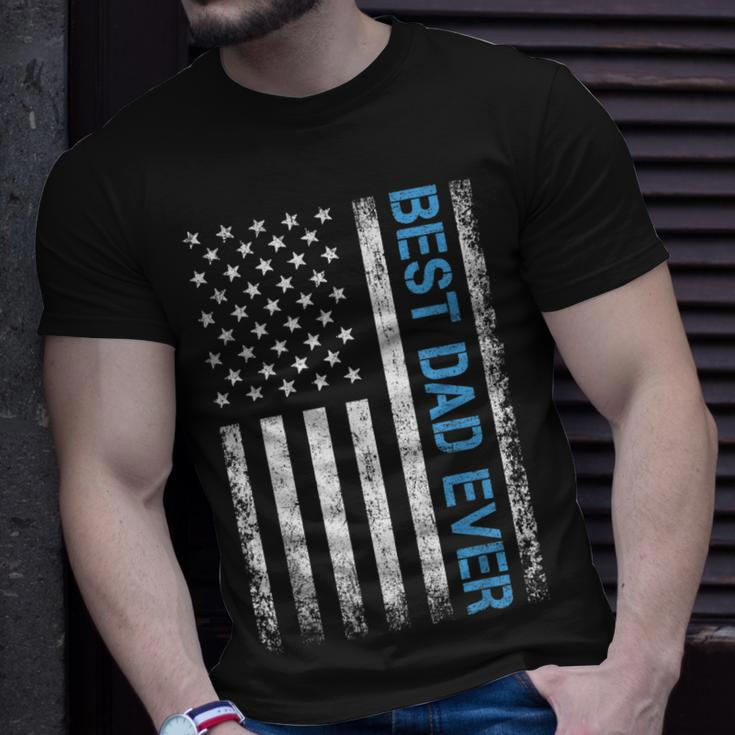 Fathers Day Best Dad Ever With Us American Flag V2 Unisex T-Shirt Gifts for Him