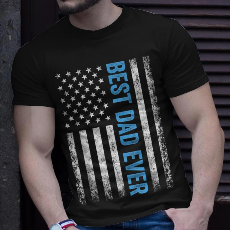 Fathers Day Best Dad Ever With Us American Flag V2 Unisex T-Shirt Gifts for Him
