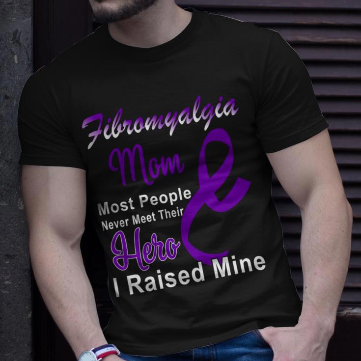 Fibromyalgia Mom Most People Never Meet Their Hero I Raised Mine Purple Ribbon Fibromyalgia Fibromyalgia Awareness Unisex T-Shirt Gifts for Him