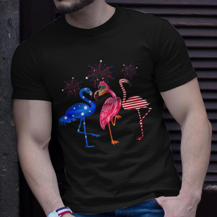 Flamingos Usa Flag 4Th Of July Independence Day Patriotic Unisex T-Shirt Gifts for Him