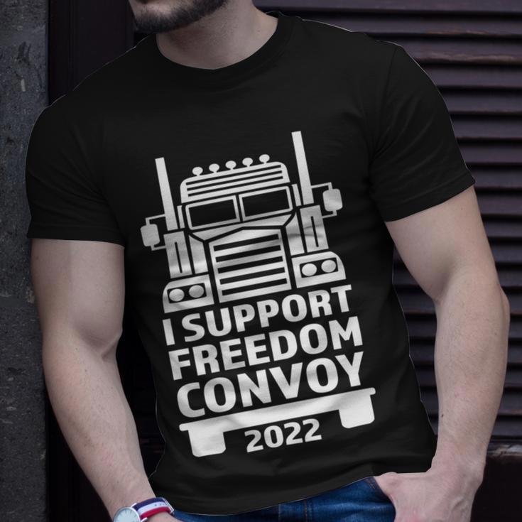 Freedom Convoy 2022 In Support Of Truckers Mandate Freedom Unisex T-Shirt Gifts for Him