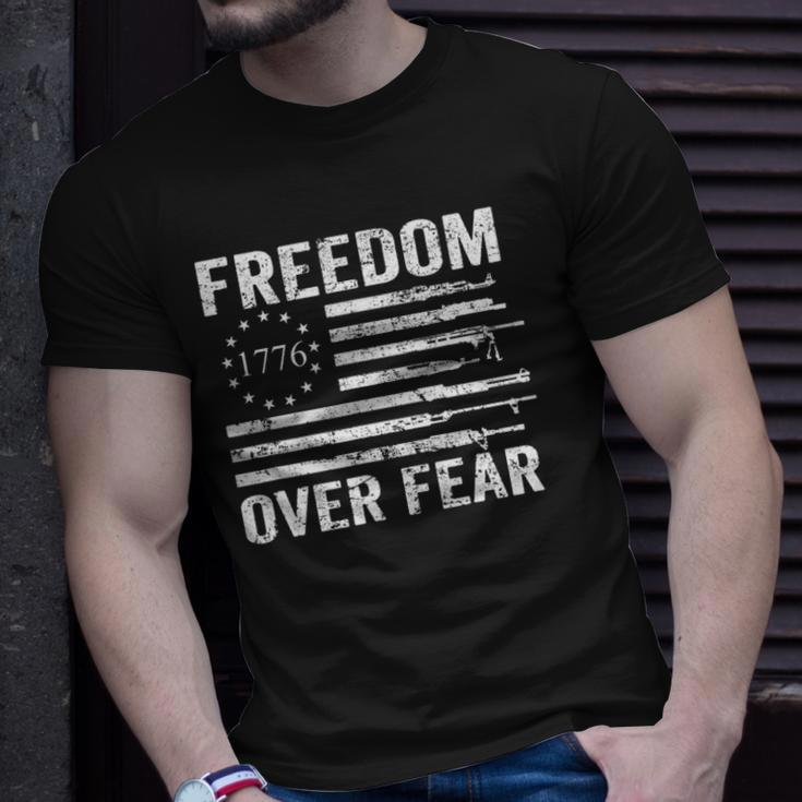 Freedom Over Fear - Pro Gun Rights 2Nd Amendment Guns Flag Unisex T-Shirt Gifts for Him