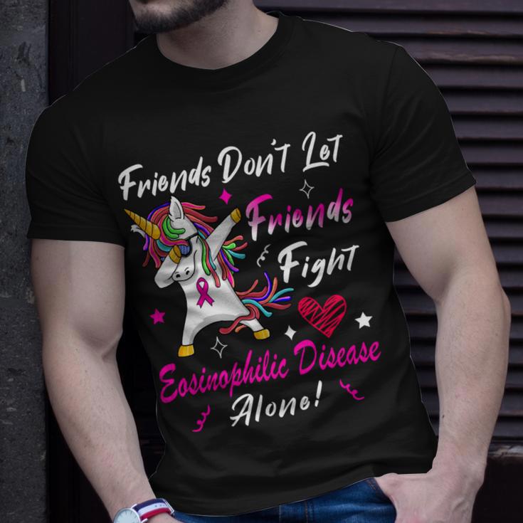 Friends Dont Let Friends Fight Eosinophilic Disease Alone Pink Ribbon Eosinophilic Disease Eosinophilic Disease Awareness Unisex T-Shirt Gifts for Him