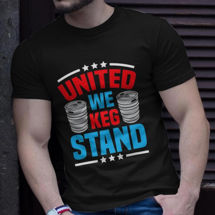 Funny Alcohol United We Keg Stand Patriotic 4Th Of July Unisex T-Shirt Gifts for Him
