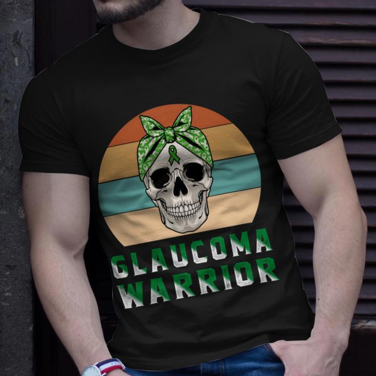 Glaucoma Warrior Skull Women Vintage Green Ribbon Glaucoma Glaucoma Awareness V2 Unisex T-Shirt Gifts for Him