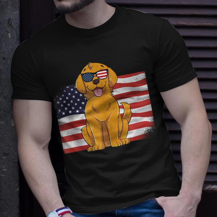 Golden Retriever Dad & Mom American Flag 4Th Of July Usa Lab Unisex T-Shirt Gifts for Him