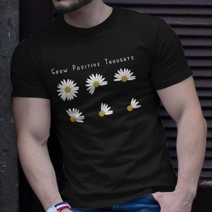 Grow Positive Thoughts Tee Floral Bohemian Style Unisex T-Shirt Gifts for Him