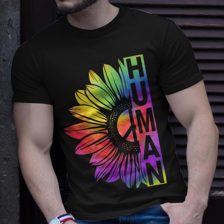 Human Sunflower Lgbt Tie Dye Flag Gay Pride Proud Lgbtq Unisex T-Shirt Gifts for Him