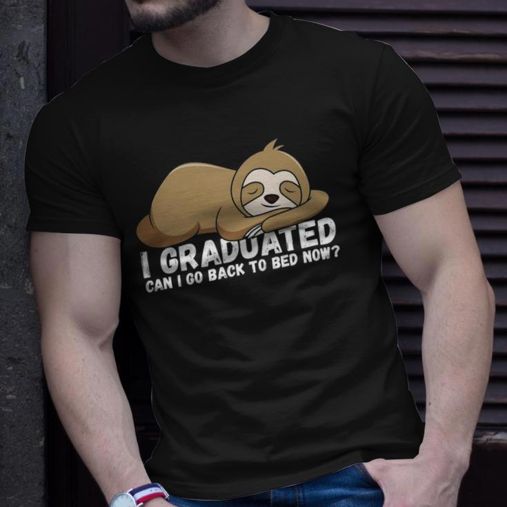 I Graduated Can I Go Back To Bed Now - Funny Senior Grad Unisex T-Shirt Gifts for Him