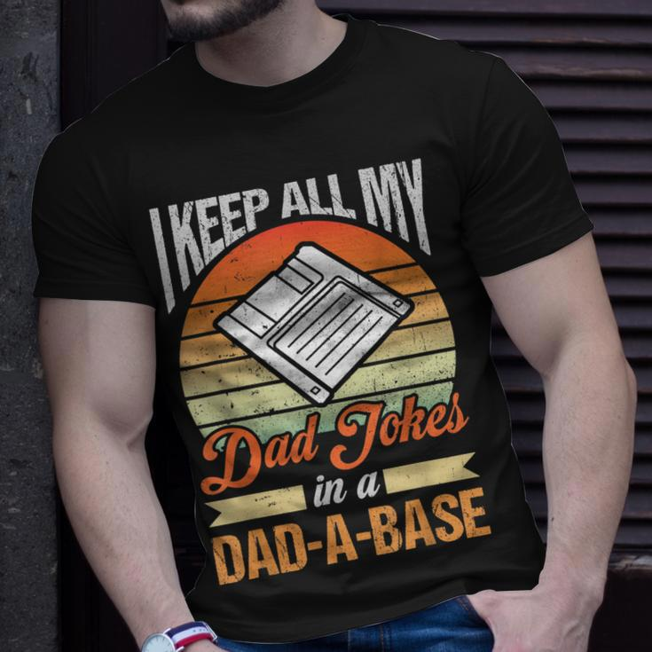 I Keep All My Dad Jokes In A Dad-A-Base Vintage Father Dad Unisex T-Shirt Gifts for Him