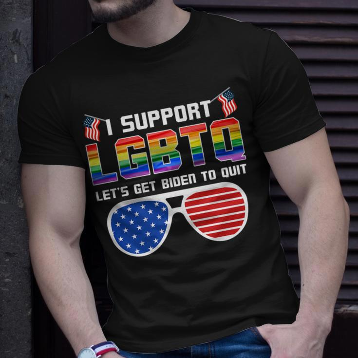 I Support Lgbtq Lets Get Biden To Quit Funny Political Unisex T-Shirt Gifts for Him