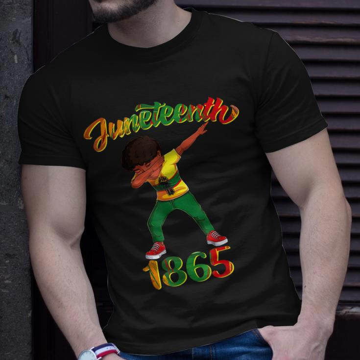 Juneteenth 1865 Dab Black Boy Brown Skin Afro American Boys Unisex T-Shirt Gifts for Him