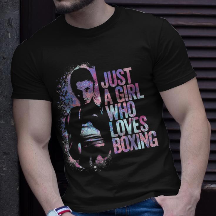 Just A Girl Who Loves Boxing Ink Splatter Unisex T-Shirt Gifts for Him