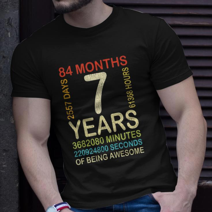 Kids 7Th Birthday 7 Years Old Vintage Retro 84 Months Boygirl Kid Unisex T-Shirt Gifts for Him