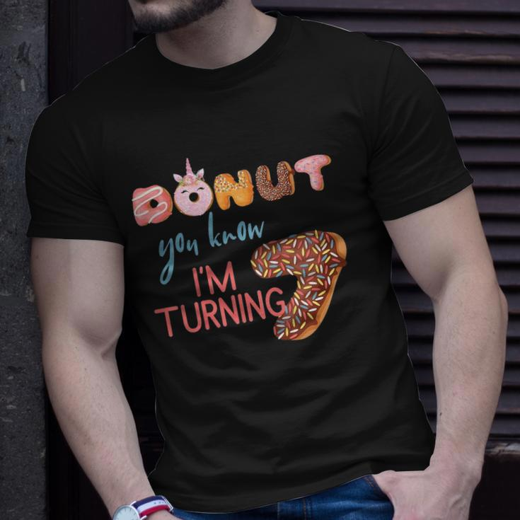 Kids 7Th Birthday7 Seven Unicorn Donut Birthday Unisex T-Shirt Gifts for Him