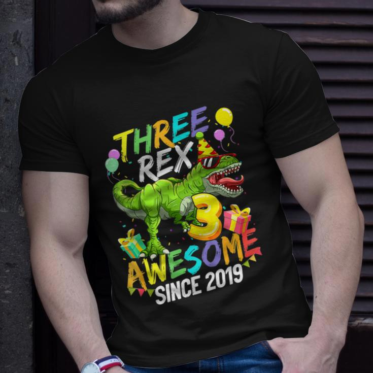 Kids Three Rex Awesome Since 2019 Funny Birthday Boys Kids V3 Unisex T-Shirt Gifts for Him