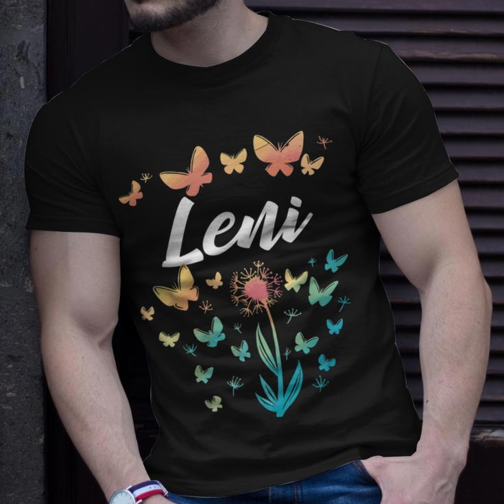 Leni Birthday Sister Butterfly Dandelion Name Leni Unisex T-Shirt Gifts for Him