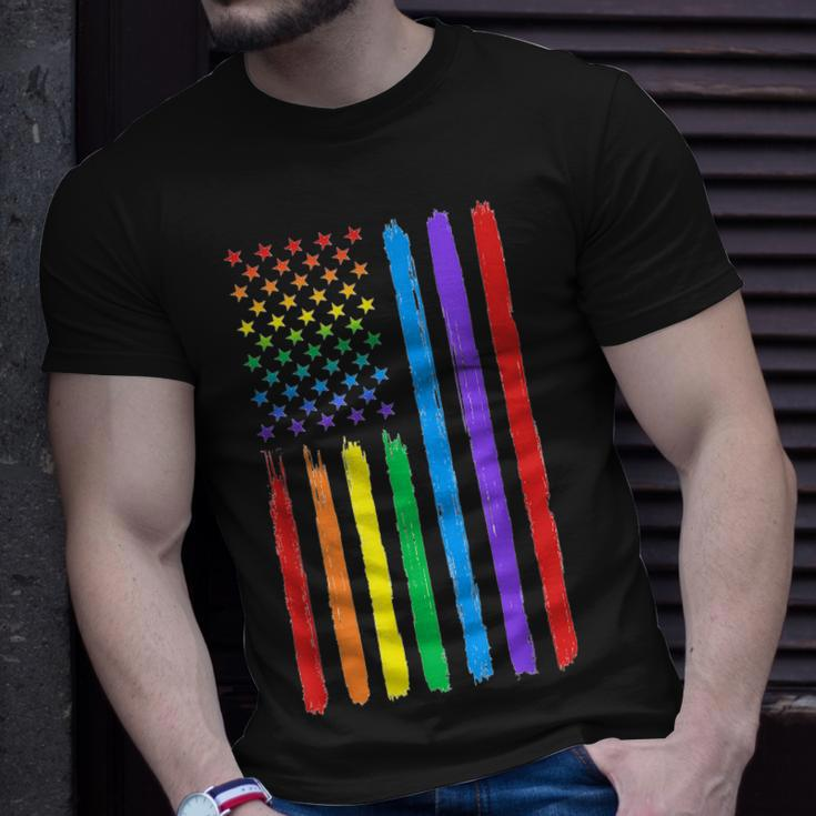Lgbtq American Flag Pride Rainbow Gay Lesbian Bi Transgender Unisex T-Shirt Gifts for Him