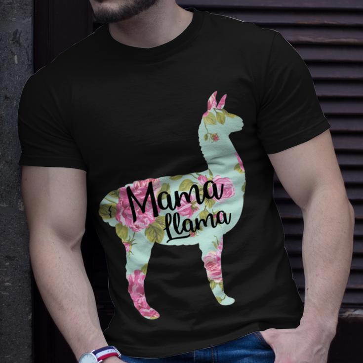 Mama Llama Floral V2 Unisex T-Shirt Gifts for Him