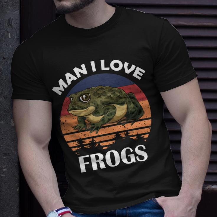 Man I Love Frogs Funny Retro Frog Unisex T-Shirt Gifts for Him