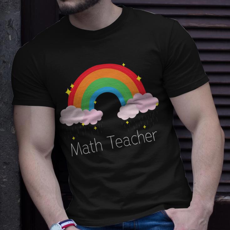 Math Teacher With Rainbow Design Unisex T-Shirt Gifts for Him