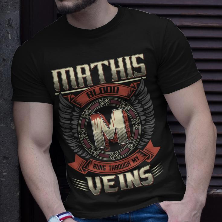 Mathis Blood Run Through My Veins Name V5 Unisex T-Shirt Gifts for Him