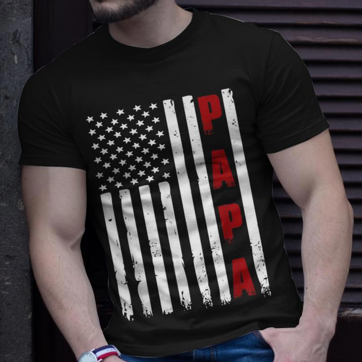 Mens Fathers Day Best Dad Ever Usa American Flag Unisex T-Shirt Gifts for Him